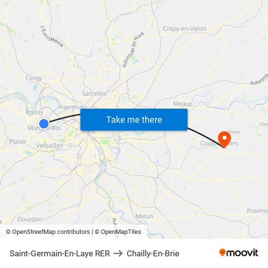 Saint-Germain-En-Laye RER to Chailly-En-Brie map