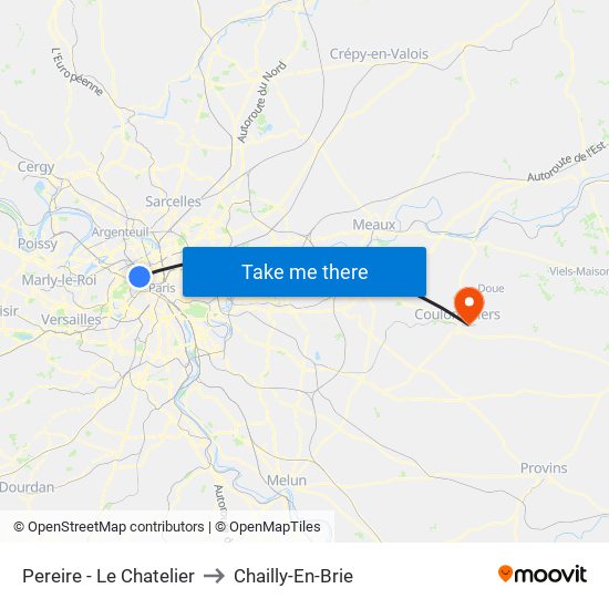 Pereire - Le Chatelier to Chailly-En-Brie map