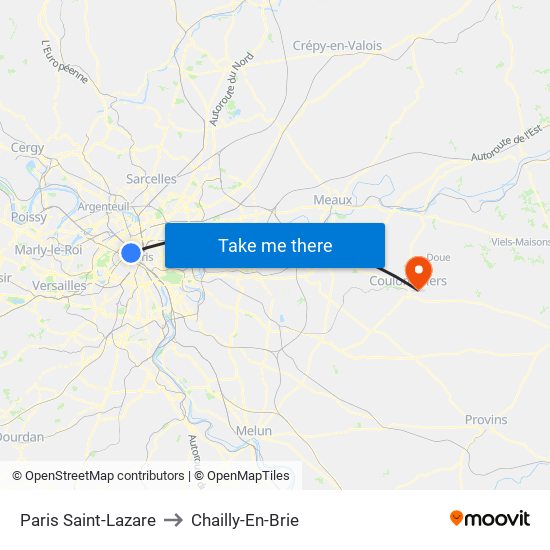 Paris Saint-Lazare to Chailly-En-Brie map