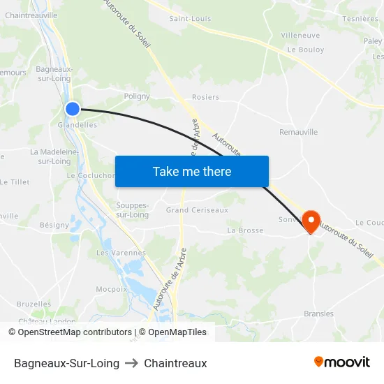 Bagneaux-Sur-Loing to Chaintreaux map