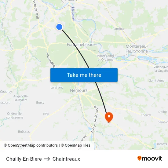 Chailly-En-Biere to Chaintreaux map