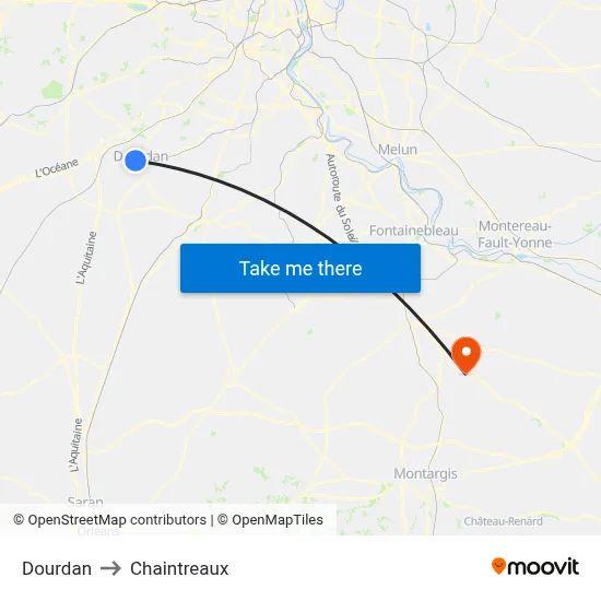 Dourdan to Chaintreaux map
