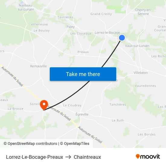 Lorrez-Le-Bocage-Preaux to Chaintreaux map