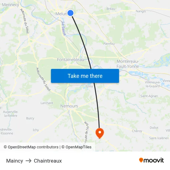 Maincy to Chaintreaux map