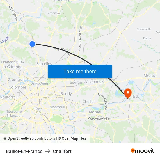 Baillet-En-France to Chalifert map