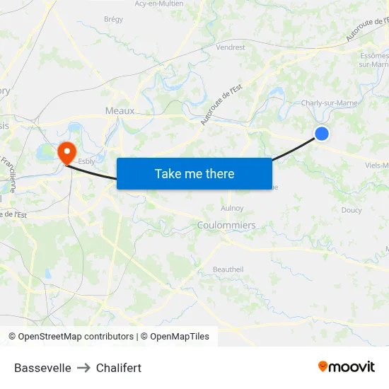 Bassevelle to Chalifert map