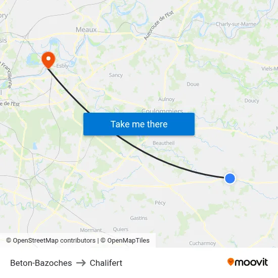 Beton-Bazoches to Chalifert map