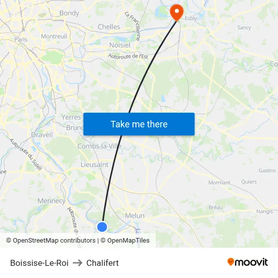 Boissise-Le-Roi to Chalifert map