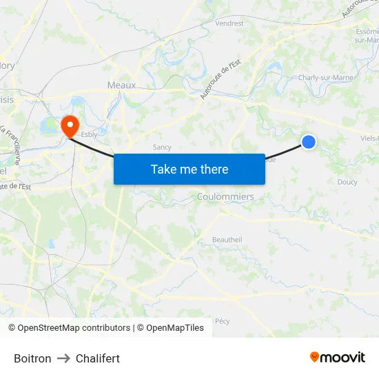 Boitron to Chalifert map