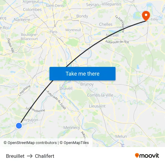 Breuillet to Chalifert map