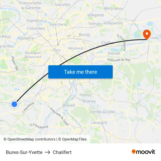 Bures-Sur-Yvette to Chalifert map