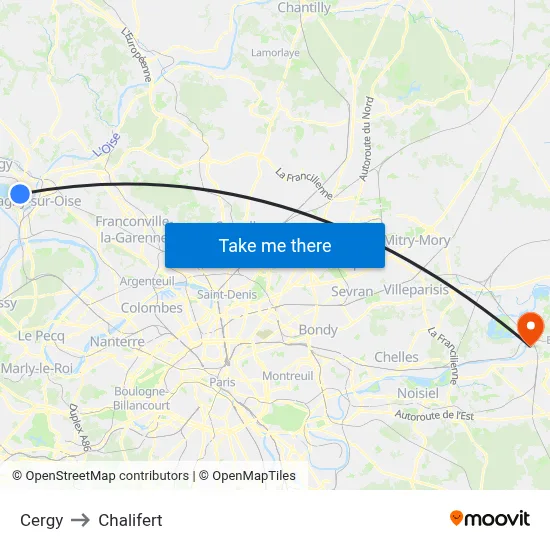 Cergy to Chalifert map