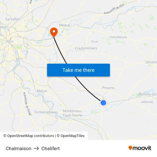 Chalmaison to Chalifert map