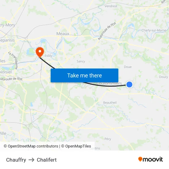 Chauffry to Chalifert map