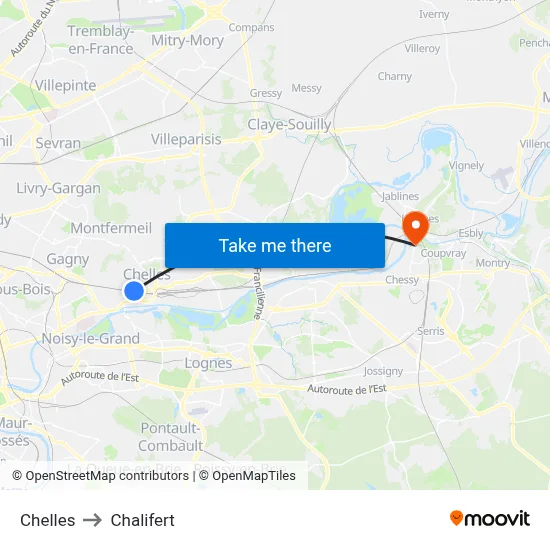 Chelles to Chalifert map