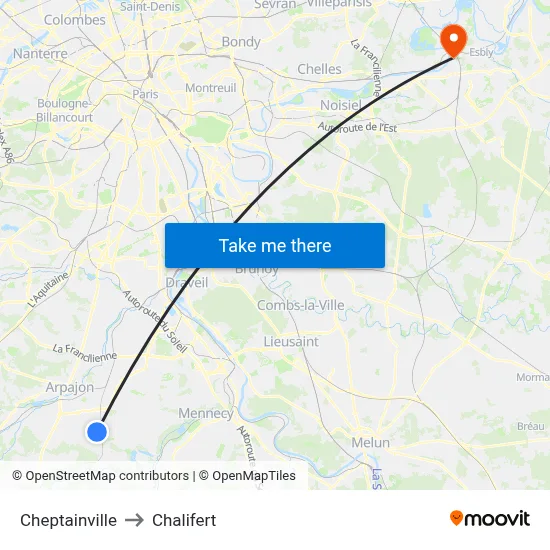 Cheptainville to Chalifert map