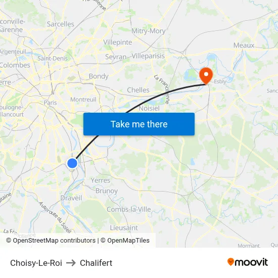 Choisy-Le-Roi to Chalifert map