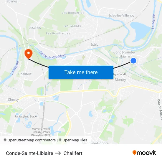 Conde-Sainte-Libiaire to Chalifert map