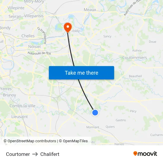 Courtomer to Chalifert map