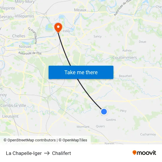 La Chapelle-Iger to Chalifert map
