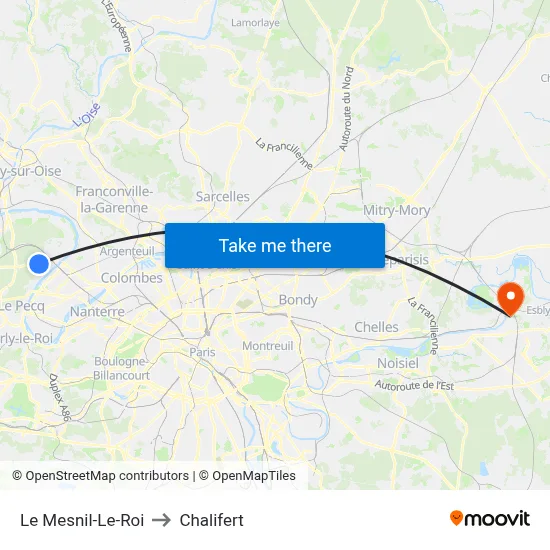 Le Mesnil-Le-Roi to Chalifert map
