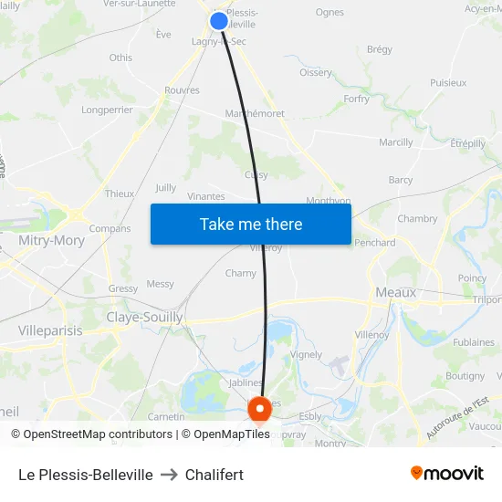 Le Plessis-Belleville to Chalifert map