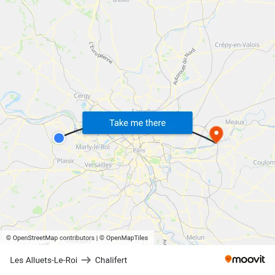 Les Alluets-Le-Roi to Chalifert map