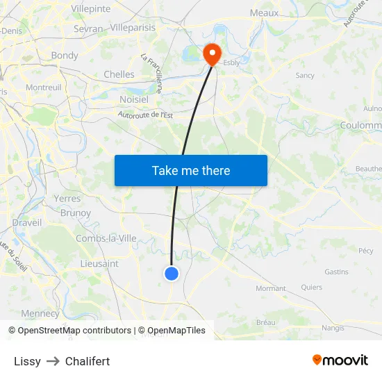 Lissy to Chalifert map