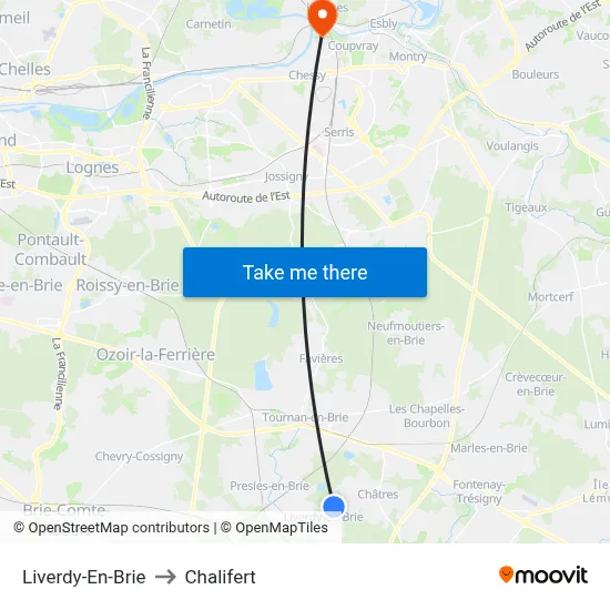 Liverdy-En-Brie to Chalifert map