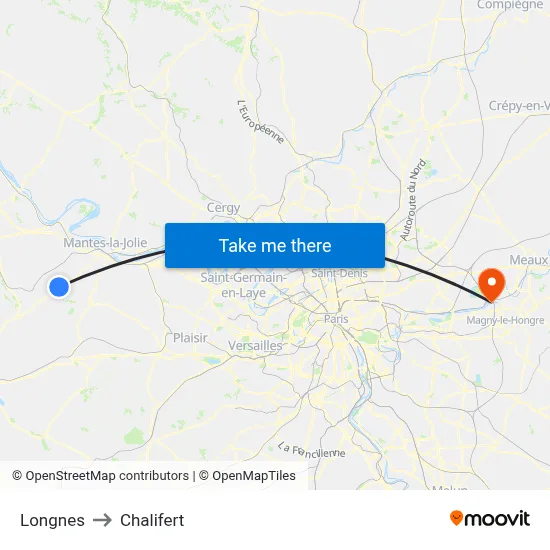 Longnes to Chalifert map