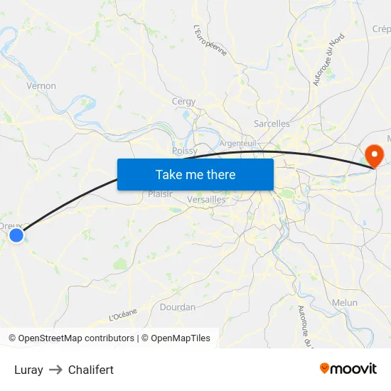 Luray to Chalifert map