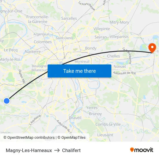Magny-Les-Hameaux to Chalifert map