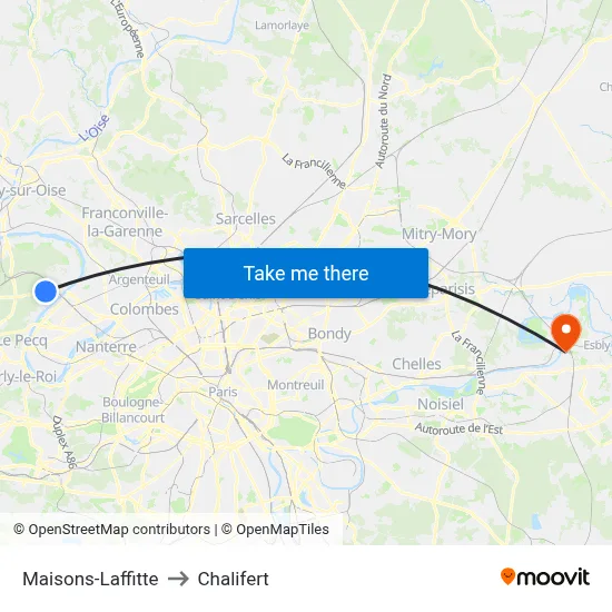 Maisons-Laffitte to Chalifert map