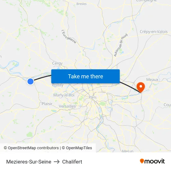Mezieres-Sur-Seine to Chalifert map