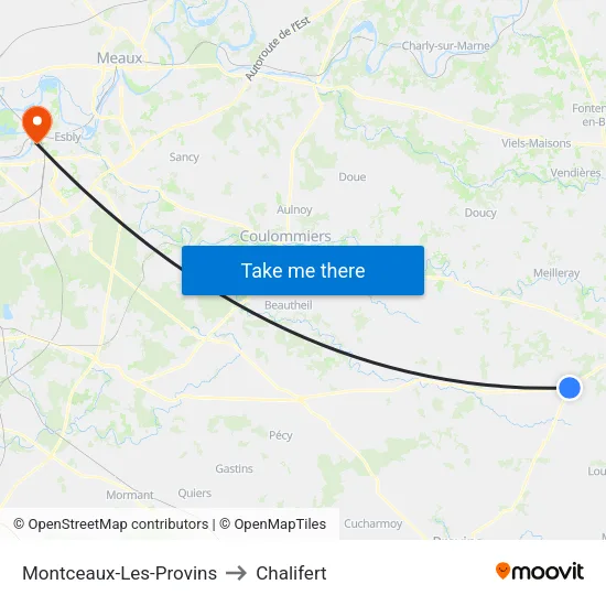 Montceaux-Les-Provins to Chalifert map