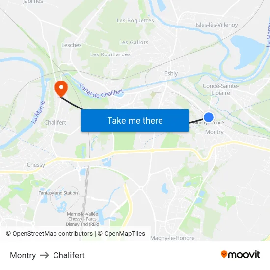 Montry to Chalifert map