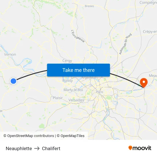 Neauphlette to Chalifert map