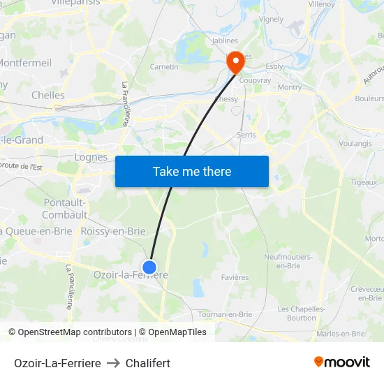 Ozoir-La-Ferriere to Chalifert map