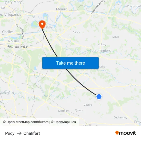 Pecy to Chalifert map