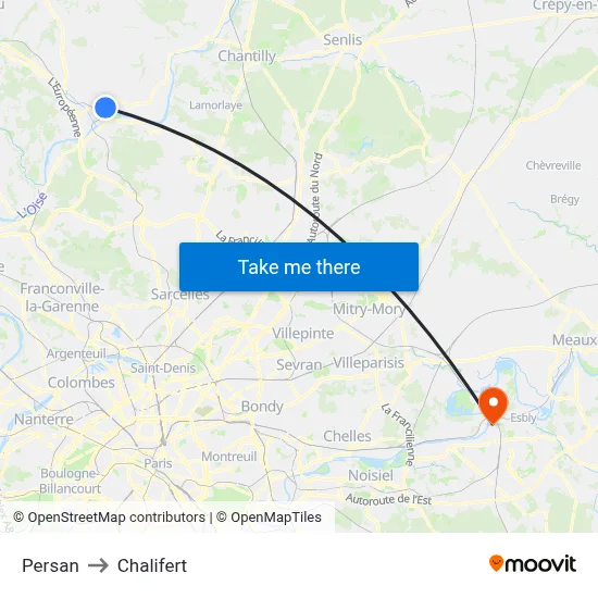 Persan to Chalifert map