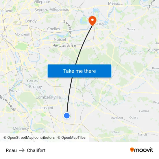 Reau to Chalifert map