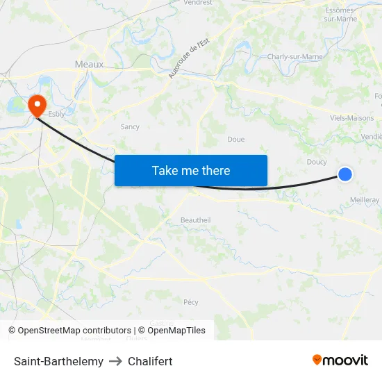 Saint-Barthelemy to Chalifert map