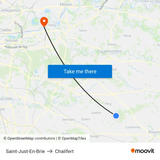 Saint-Just-En-Brie to Chalifert map