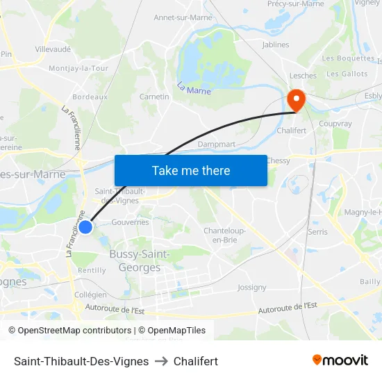 Saint-Thibault-Des-Vignes to Chalifert map