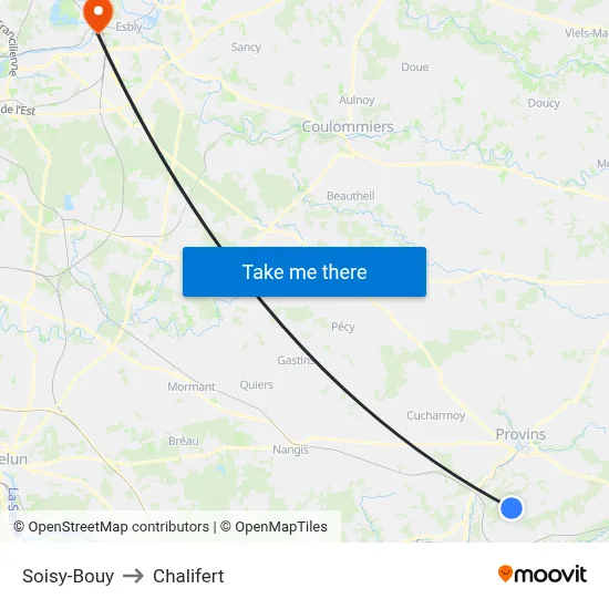 Soisy-Bouy to Chalifert map