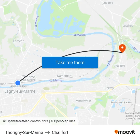 Thorigny-Sur-Marne to Chalifert map