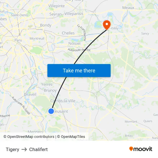 Tigery to Chalifert map