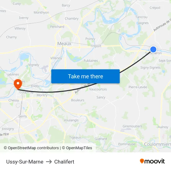 Ussy-Sur-Marne to Chalifert map