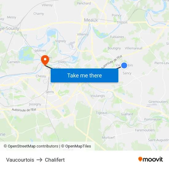 Vaucourtois to Chalifert map