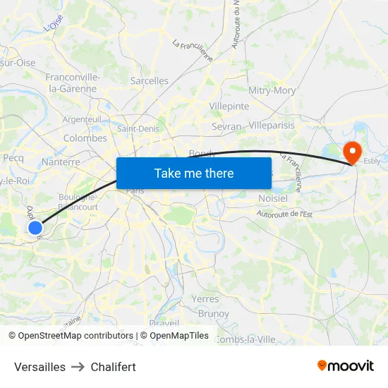 Versailles to Chalifert map
